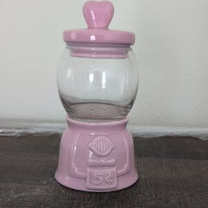 Charming Pink Heart Glass Candy Jar